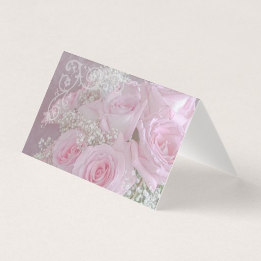 柔らかいピンクのバラと赤ちゃんの呼吸カード (正面)