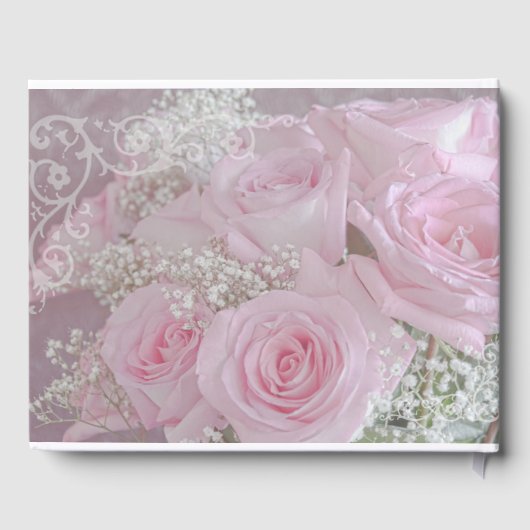 柔らかいピンクのバラと赤ちゃんの息 ゲストブック (裏面)