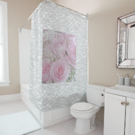 柔らかいピンクのバラと赤ちゃんの息 シャワーカーテン