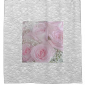 柔らかいピンクのバラと赤ちゃんの息 シャワーカーテン (正面)