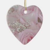 柔らかいピンクのバラと赤ちゃんの息 セラミックオーナメント (右)