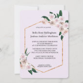 柔らかいピンクのバラ結婚の花 招待状 (正面)