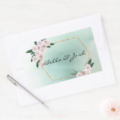 柔らかいピンクのバラ結婚の花 長方形シール (封筒)