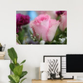 柔らかいピンクのバラ ポスター (ホームオフィス)