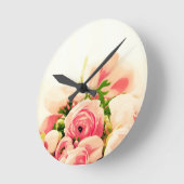 柔らかいピンクのバラ! ラウンド壁時計 (傾斜)