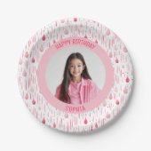 柔らかいピンクのパターンの写真 ペーパープレート (正面)