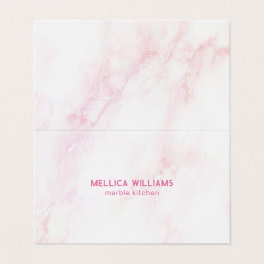 柔らかいピンクのフェイク大理石 名刺 (外部フラット)