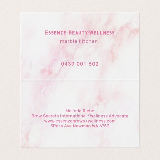 柔らかいピンクのフェイク大理石 名刺 (内部フラット)