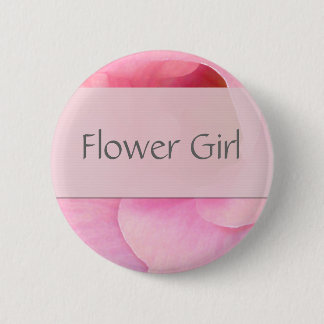 柔らかいピンクのフラワー・ガールボタン 缶バッジ