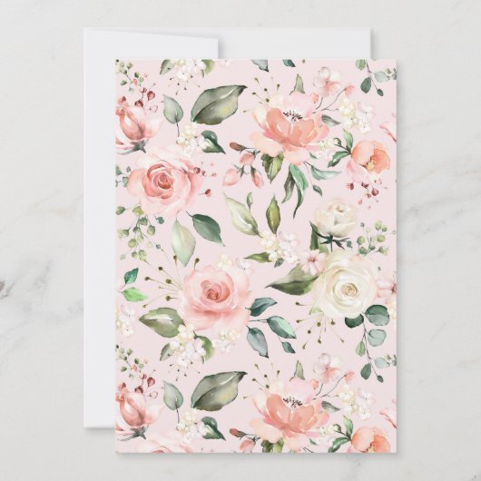 柔らかいピンクのフローラ小さなかぼちゃの赤ちゃんシャワー 招待状 (裏面)