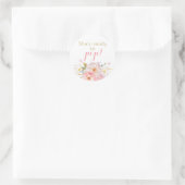 柔らかいピンクのフローラ彼女はシールする準備ができていポップ・アートのる ラウンドシール (バッグ)