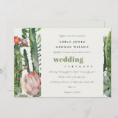 柔らかいピンクのフローラ砂漠のサボテンの水の結婚色の 招待状 (正面/裏面)