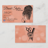 柔らかいピンクのヘアブレイディング 名刺 (正面/裏面)
