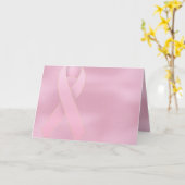 柔らかいピンクのリボンの乳癌の挨拶状 カード (黄色い花)