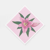 柔らかいピンクの咲くユリ スタンダードランチョンナプキン (角)