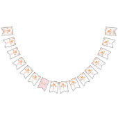 柔らかいピンクの女の子の森林動物の花柄の誕生日 バンティングフラッグ (全)