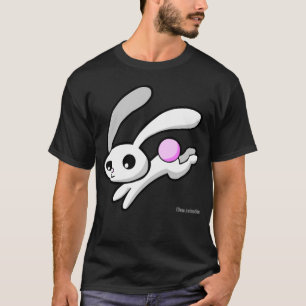 柔らかいピンクの尾Tシャツが付いているウサギは飛びます Tシャツ