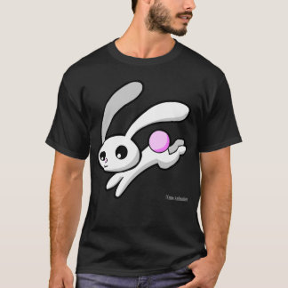 柔らかいピンクの尾Tシャツが付いているウサギは飛びます Tシャツ