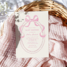 柔らかいピンクの手描き弓フレームベビーシャワー