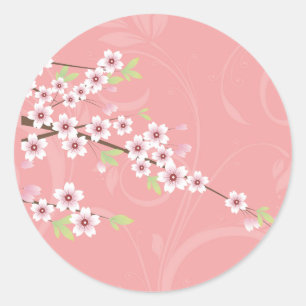 柔らかいピンクの桜 ラウンドシール