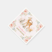 柔らかいピンクの森林動物のフローラシャワー スタンダードカクテルナプキン (角)