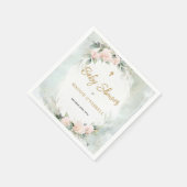 柔らかいピンクの水の色の花とクロス赤ちゃんシャワー スタンダードカクテルナプキン (角)