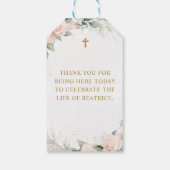 柔らかいピンクの水の色の花のお祝い ギフトタグ (裏面)