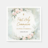 柔らかいピンクの水の色の花の最初の神聖な聖餐式 スタンダードカクテルナプキン (正面)