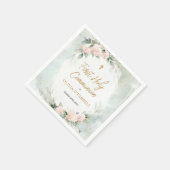 柔らかいピンクの水の色の花の最初の神聖な聖餐式 スタンダードカクテルナプキン (角)