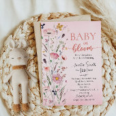 柔らかいピンクの水の色ワイルドフラワーベビーシャワー 招待状
