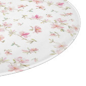 柔らかいピンクの水彩画の花模様 カッティングボード (角)