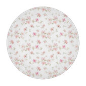 柔らかいピンクの水彩画の花模様 カッティングボード (正面)