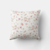 柔らかいピンクの水彩画の花模様 クッション (裏面)