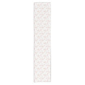 柔らかいピンクの水彩画の花模様 ショートテーブルランナー (正面)