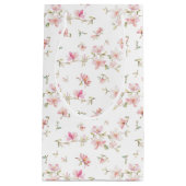 柔らかいピンクの水彩画の花模様 スモールペーパーバッグ (正面)