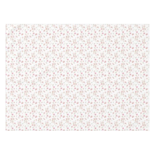 柔らかいピンクの水彩画の花模様 テーブルクロス (正面(横))