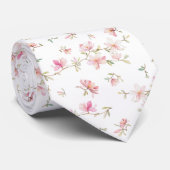 柔らかいピンクの水彩画の花模様 ネクタイ (ロール)