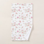 柔らかいピンクの水彩画の花模様 バスタオルセット (ハンドタオル)