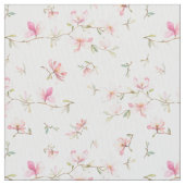 柔らかいピンクの水彩画の花模様 ファブリック (クローズアップ)