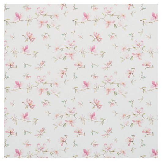 柔らかいピンクの水彩画の花模様 ファブリック (見本)