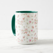 柔らかいピンクの水彩画の花模様 マグカップ (正面左)