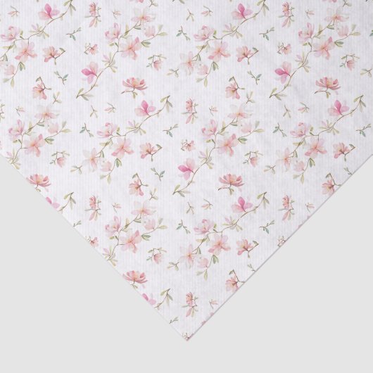 柔らかいピンクの水彩画の花模様 薄葉紙 (詳細)