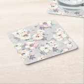 柔らかいピンクの水彩画パターン スクエアペーパーコースター (アングル)