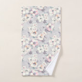 柔らかいピンクの水彩画パターン バスタオルセット (ハンドタオル)