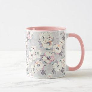 柔らかいピンクの水彩画パターン マグカップ