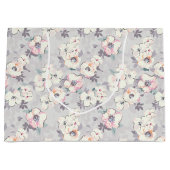 柔らかいピンクの水彩画パターン ラージペーパーバッグ (正面)