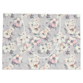 柔らかいピンクの水彩画パターン ラージペーパーバッグ (裏面)