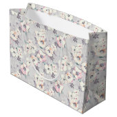 柔らかいピンクの水彩画パターン ラージペーパーバッグ (裏面アングル)