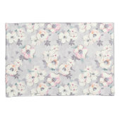 柔らかいピンクの水彩画パターン 枕カバー (正面右)