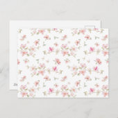 柔らかいピンクの水彩花模様 シーズンポストカード (正面/裏面)